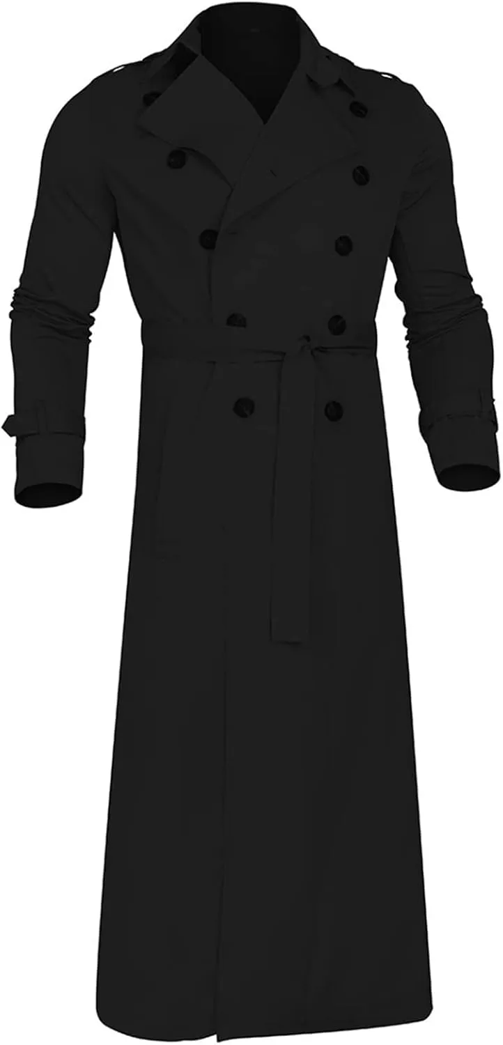 Ymosrh Mens Coats and Jackets Long-Slevee Luxury Full Length Trench Coat Long Wool Overcoat Winter Jackets for Men