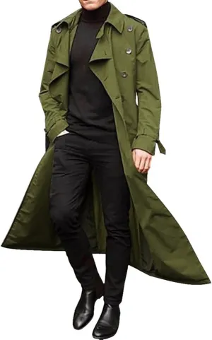 Ymosrh Mens Coats and Jackets Long-Slevee Luxury Full Length Trench Coat Long Wool Overcoat Winter Jackets for Men