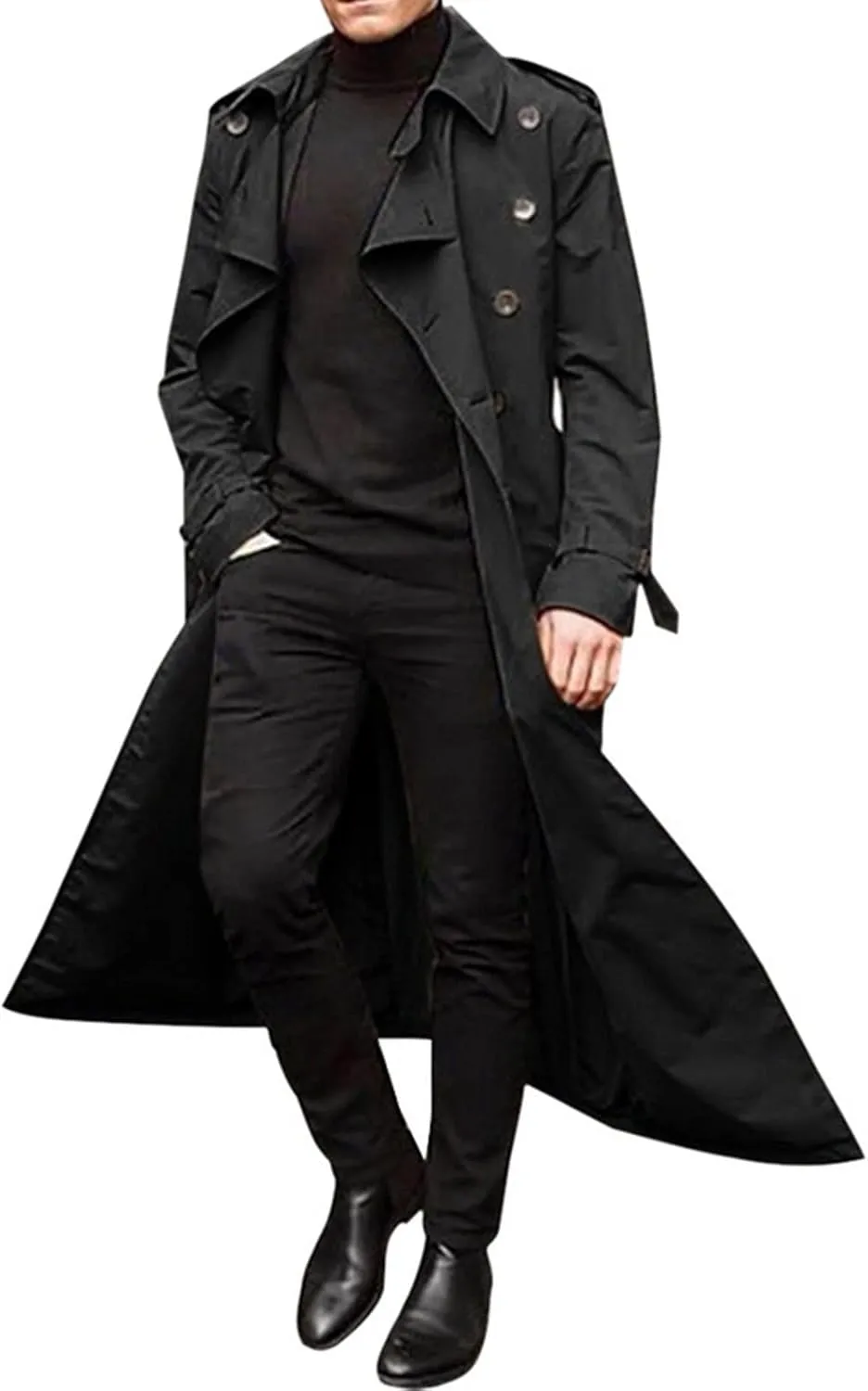 Ymosrh Mens Coats and Jackets Long-Slevee Luxury Full Length Trench Coat Long Wool Overcoat Winter Jackets for Men