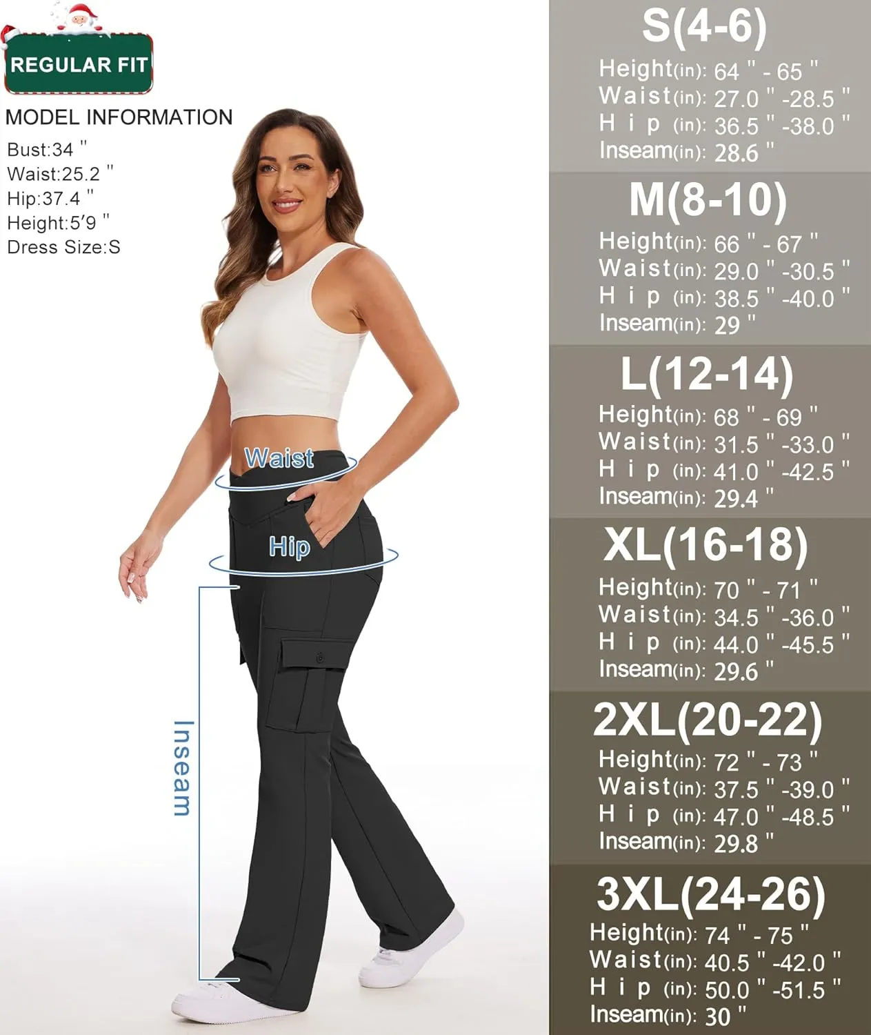 Yoga Flare Leggings for Women High Waisted Yoga Casual Pants Workout Leggings Cargo with 6 Pockets Bootcut Pants