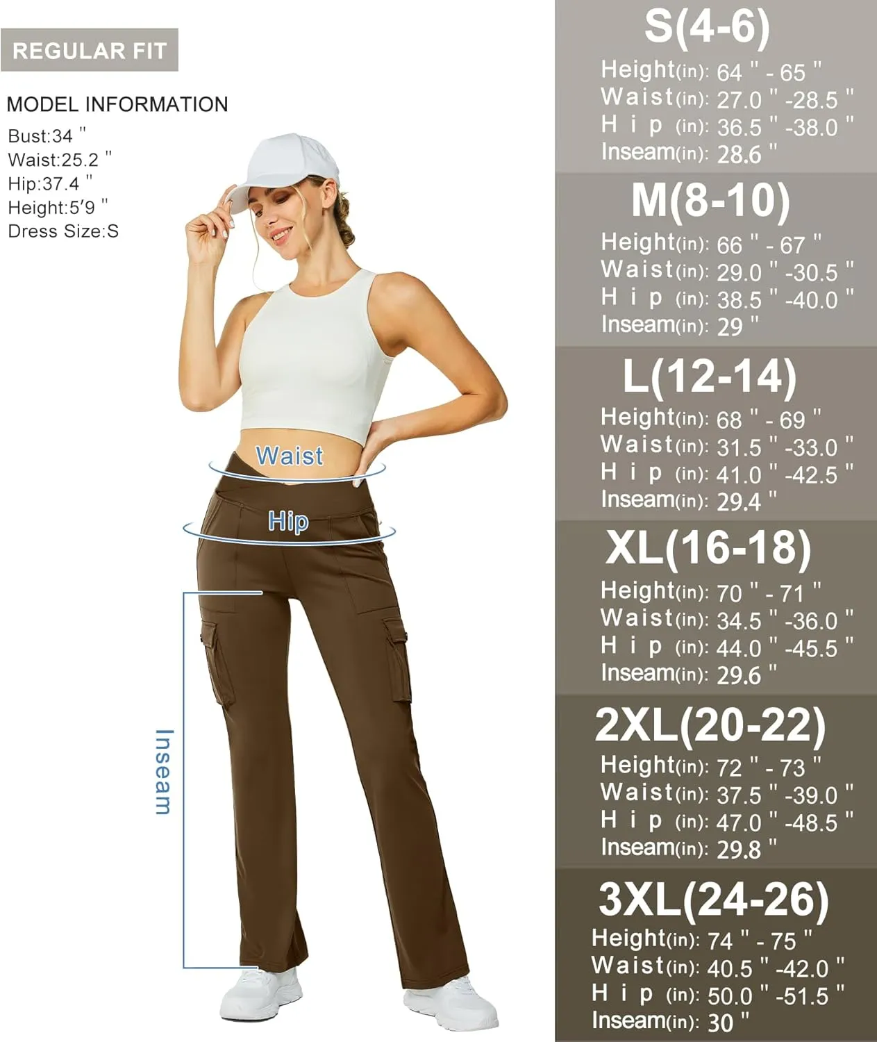 Yoga Flare Leggings for Women High Waisted Yoga Casual Pants Workout Leggings Cargo with 6 Pockets Bootcut Pants