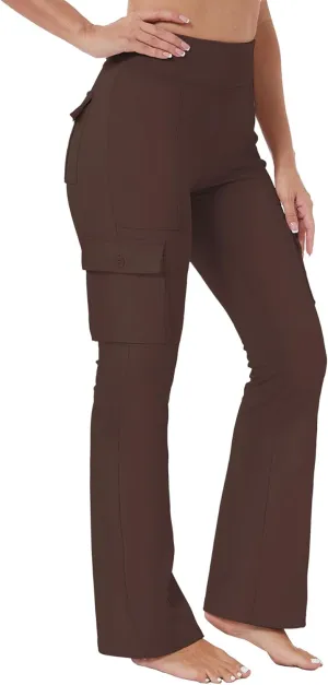 Yoga Flare Leggings for Women High Waisted Yoga Casual Pants Workout Leggings Cargo with 6 Pockets Bootcut Pants