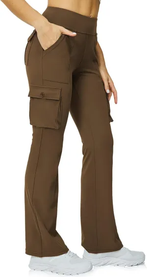 Yoga Flare Leggings for Women High Waisted Yoga Casual Pants Workout Leggings Cargo with 6 Pockets Bootcut Pants