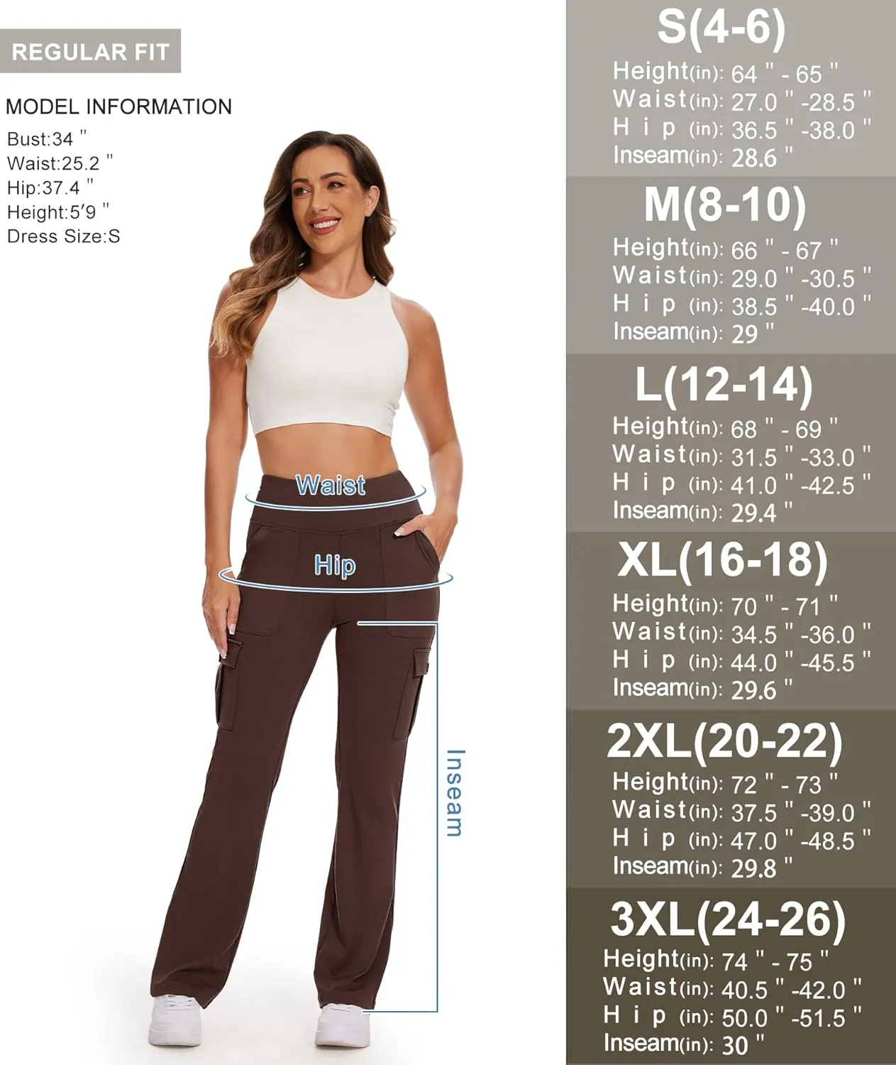 Yoga Flare Leggings for Women High Waisted Yoga Casual Pants Workout Leggings Cargo with 6 Pockets Bootcut Pants
