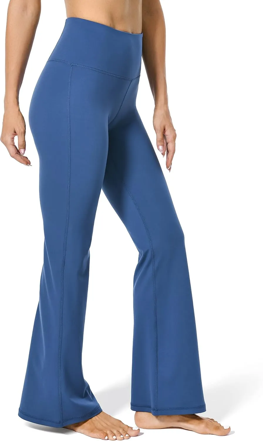 YUNOGA Women's High Waist Flared Leggings, 30"/32" Bootcut Casual Yoga Pants, Tummy Control Bell Bottom Leggings with Pockets