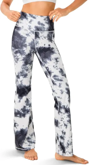 YUNOGA Women's High Waist Flared Leggings, 30"/32" Bootcut Casual Yoga Pants, Tummy Control Bell Bottom Leggings with Pockets
