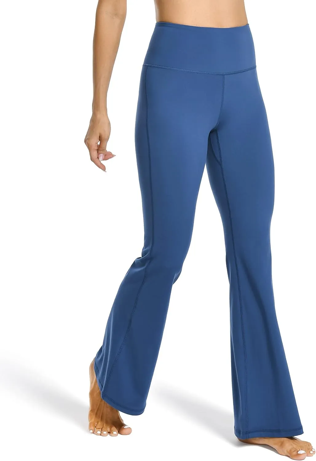 YUNOGA Women's High Waist Flared Leggings, 30"/32" Bootcut Casual Yoga Pants, Tummy Control Bell Bottom Leggings with Pockets