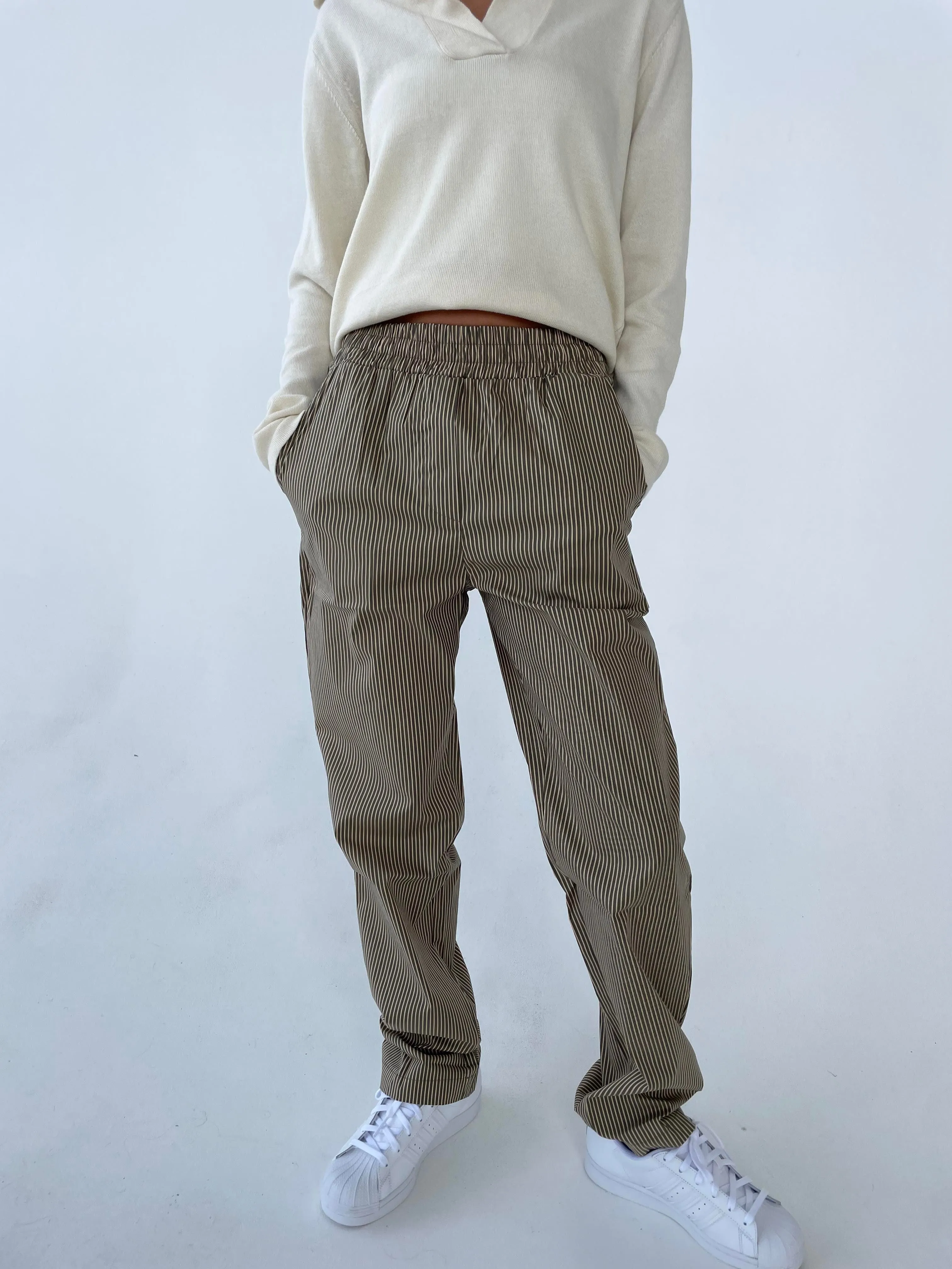 Zuri pants with stripes - Khaki/beige