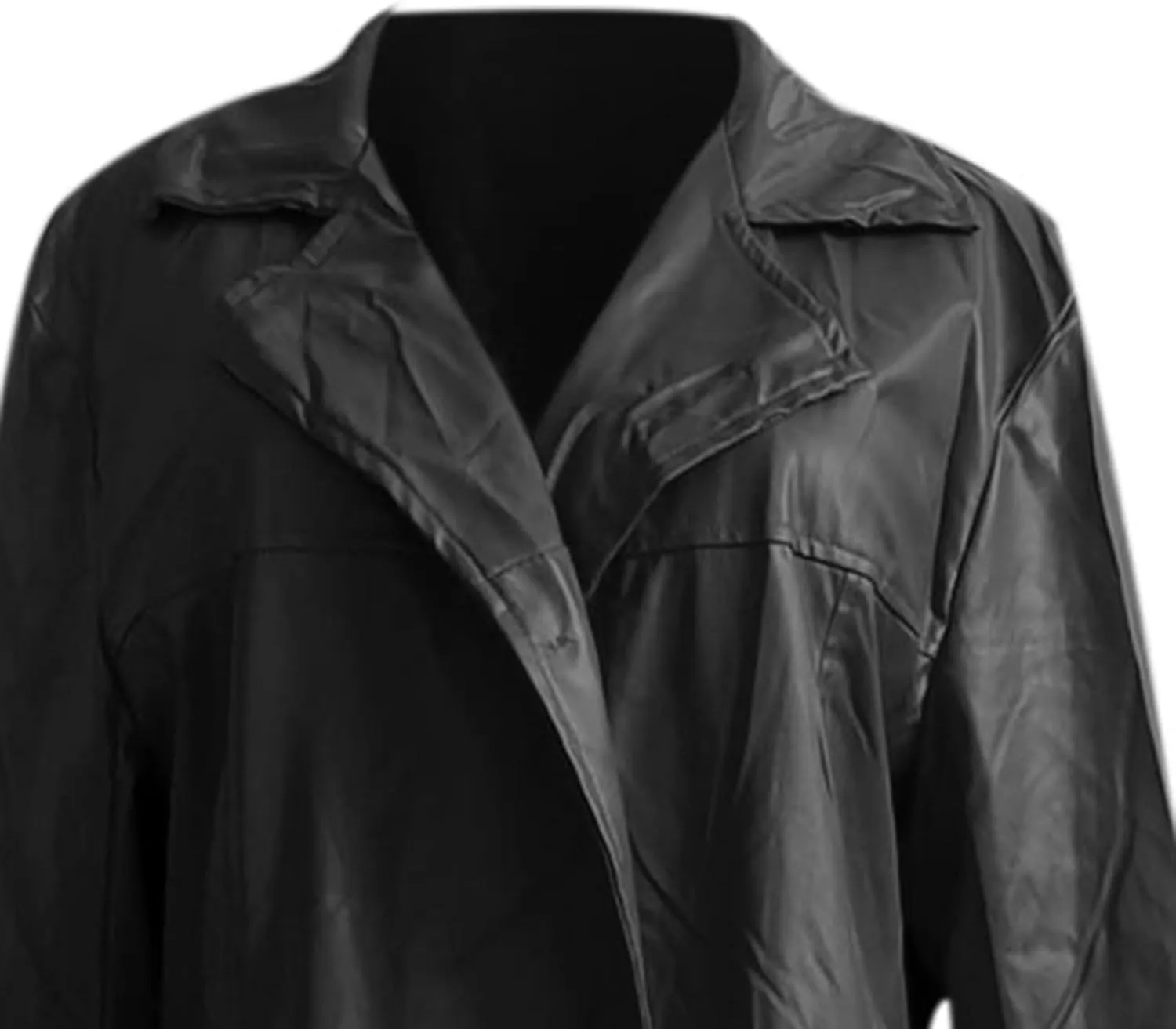 ZWRXW Mens Leather Trench Coat Full Length Vintage Classic Faux Leather Long Jacket Fall Winter Overcoat Coats Cardigan